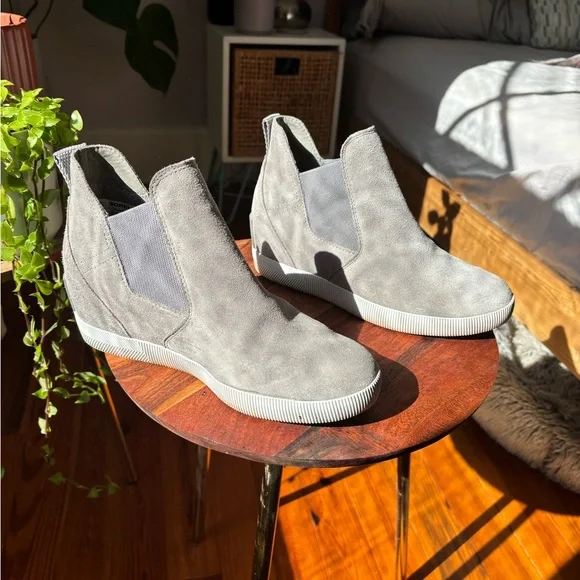 Sorel Out N About Slip-On Wedges -  Gray Suede - Picture 3 of 7